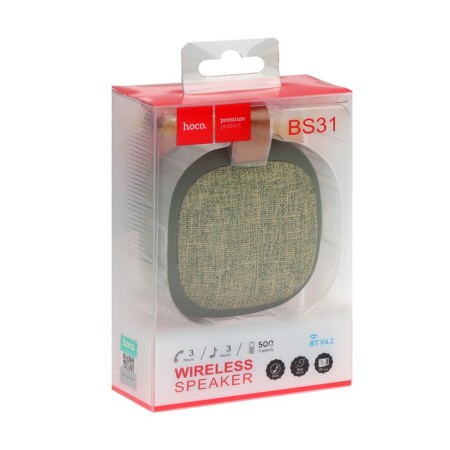 Portable column Hoco BS31, 3 W, 500 mAh, BT4.2, Microsd, AUX, Green-4