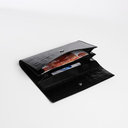 Women's wallet on the button, black color-3