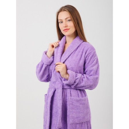 Women's bathrobe, with a shack, size 60-62, lilac color-1