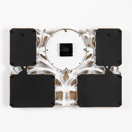 Wall clock, series: photo frames, "family tree", discrete move, 48 x 33 cm, dial 18.4 cm 9-2