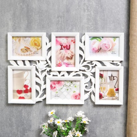 Photo frame plastic in 6 photos 10x15 cm "Bud" white 52x32 cm