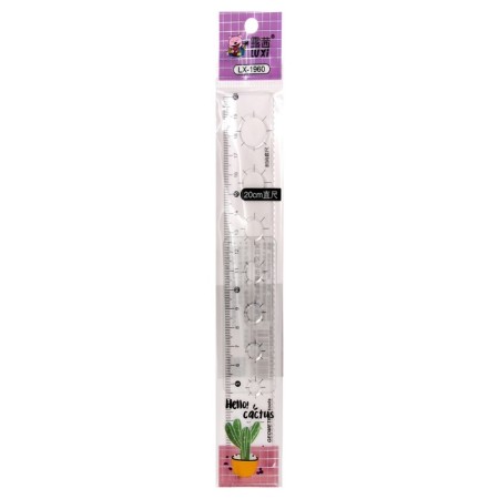 Line 20 cm, with stencils "cactus", transparent plastic, in a package-4