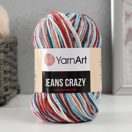 Yarn "Jeans Crazy" 55% cotton, 45% acrylic 160m/50g (7208 scarlet-turkey)