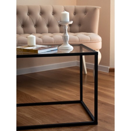 Table Journal loft with glass, 941x488x488, black muar/glass colorless-1