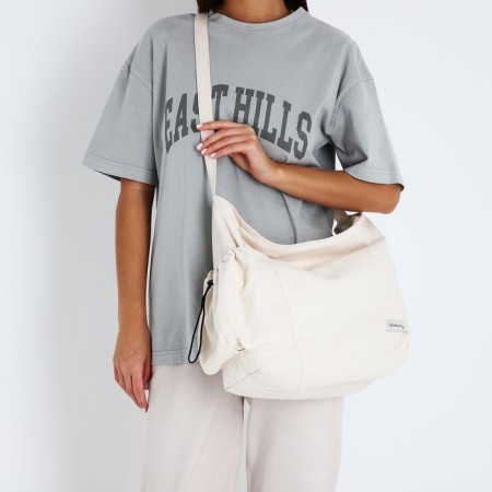 Soldier bag with a zipper, beige color-5
