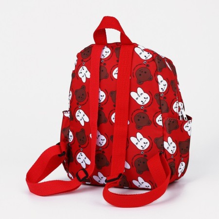 Baby backpack on lightning, 3 outer pockets, red color-5