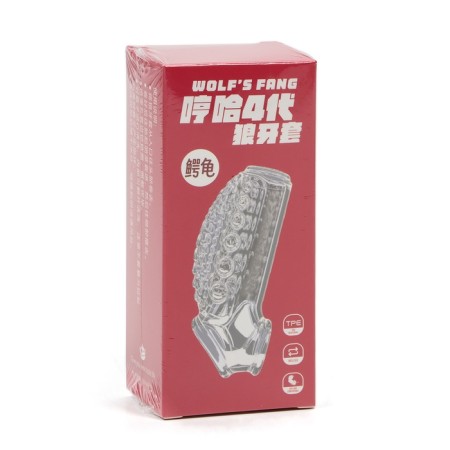 Penis nozzle, gel silicone, relief A, stimulating, with an erective ring, transparent
