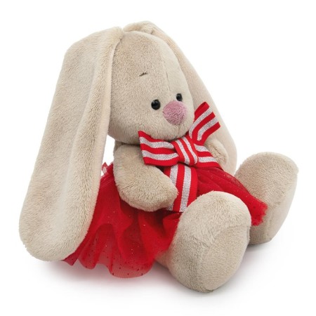 Soft toy "Bunny Mi", in a skirt with sparkles and a bow, 15 cm-1