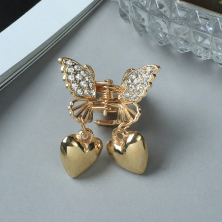Hair crab "Milad" hearts, 2.5 cm, gold