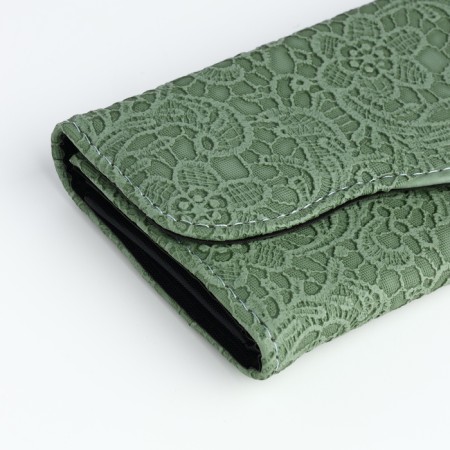 Women's wallet on magnet, green color-3