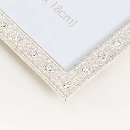 Photo frame metal, glass 13x18 cm "openwork shine" Rhinestones silver 12x20 cm-2