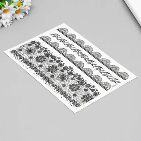 Tattoo on the body Black "openwork patterns" 25x15 cm-1