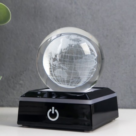 Souvenir glass backlight "Globe" D = 6 cm LED stand from 3AAA, USB wire 9x7x7 cm-2