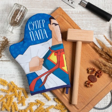 Super Dad kitchen set, mittens-throw 20x28cm, wooden hammer-1