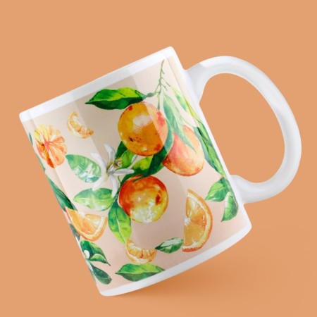 Ceramic mug "Natalia" Orange, 320 ml, white color-2