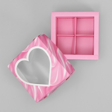 Box for sweets, confectionery packaging, 4 cells, “Favorite Sweet”, 10.5 x 10.5 x 3.5 cm-2