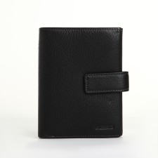 Male purse on 3 in 1 button, department for car documents, passports, black color
