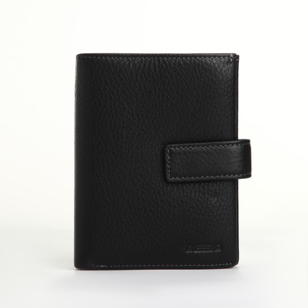 Male purse on 3 in 1 button, department for car documents, passports, black color