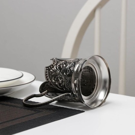 The cup holder "Three heroes", D = 72mm, nickel -ichel, with blackening-3