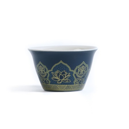 A set for a tea ceremony of 6 items per 3 people: a cup 50 ml, a kettle 280 ml, blue-3