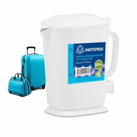 Electric kettle “Carcker EC-1,0/0.8-220B”, plastic, 1 l, 800 watts, white
