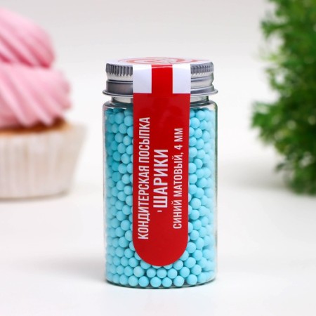 Sprinking confectionery "balls", 4 mm, blue matte, 50 g-1