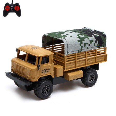 Radio -controlled “military” truck, works on the battery, brown color