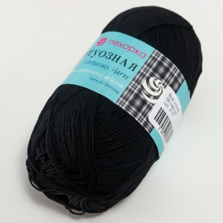 Yarn "virtuoso" 100% Mercerized cotton 330 m/100 g (02-black)-1
