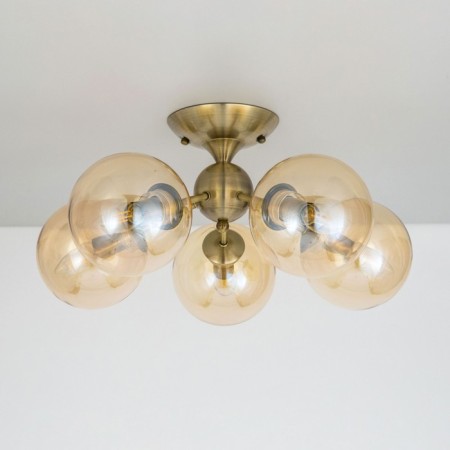 Ceiling chandelier CITILUX “Tommy” CL102153, 52x52x24.5 cm, 5x40W, E14, brown color-5