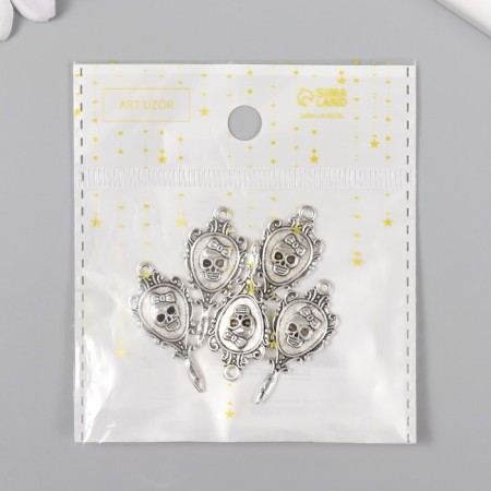 Decor for creativity Metal "An openwork mirror with a skull" silver 3.4x1.5 cm-3