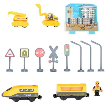 Railway for children "Construction venue", 66 items, on batteries-7