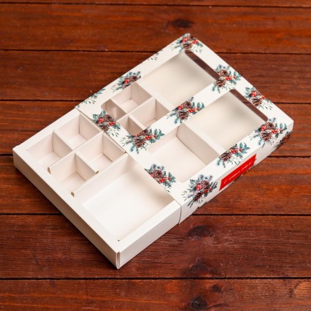 Box for sweets, 8 sweets and chocolate, 17.7 x 17.7 x 3.8 cm "bumps"-3