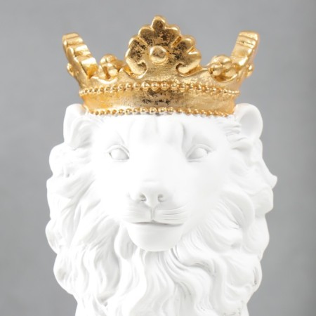 Souvenir Polystone SPRAGE "White Leo in the Golden Crown" 24.5x14x11.5 cm-4