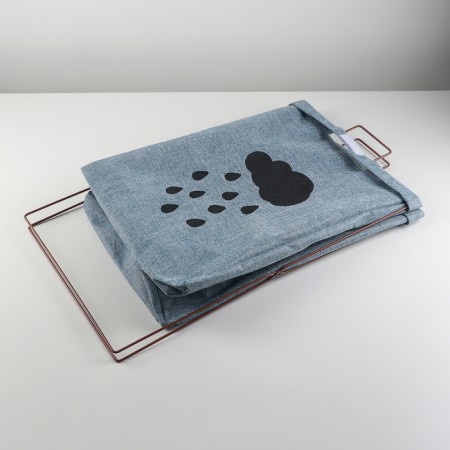 Belly basket folding with a cloud lid, 35 × 28.5 × 57.5 cm, blue color is blue-2