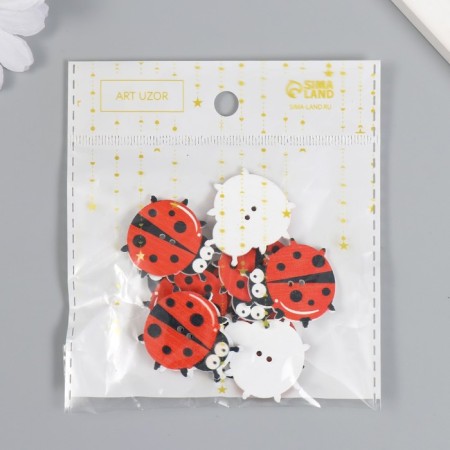 Buttons wood for creativity 2 punctures "ladybugs" set 10 pcs 2.7x3 cm-5