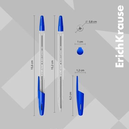 A set of ballpoint pens Erichkrause R-301 Classic Stick, 8 pieces, node 1.0 mm, blue ink blue-9