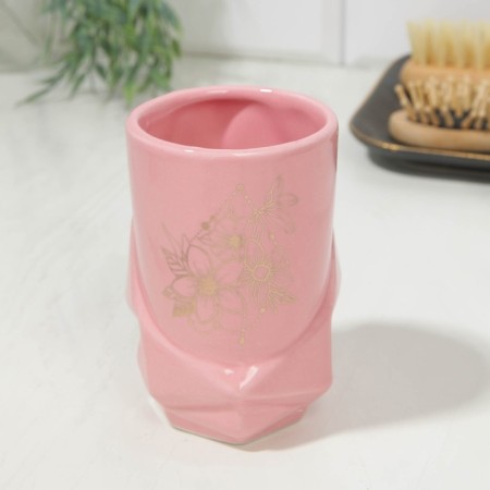 A glass for toothbrushes "Flowers", 11 x 7.5 cm-1