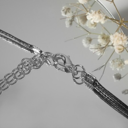 Choker "Heart", black color in silver, l = 35 cm-2