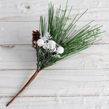 Decor "Winter Charm" White Berries and a bump 19 cm-1