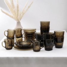 Elica table set, 30 items, brown color