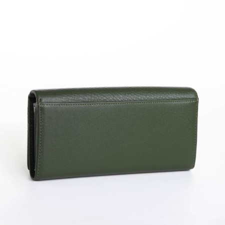 Women's wallet on magnet, green color-1