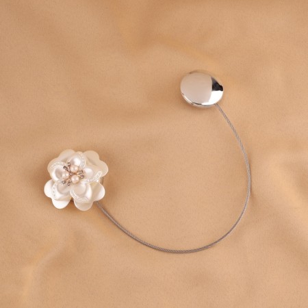 Picking for curtains "Rose", D = 4 cm, white color-1
