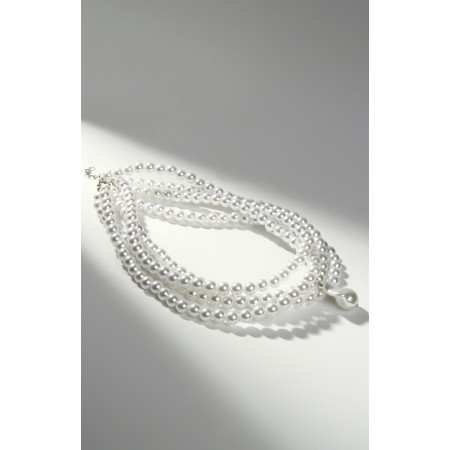 The necklace with pearls "Diana", 4 threads, d = 0.8, the color is white, 40 cm-2