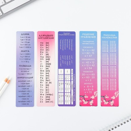 A set of cardboard bookmarks with hints, 5 pcs "Anime Girls"-3