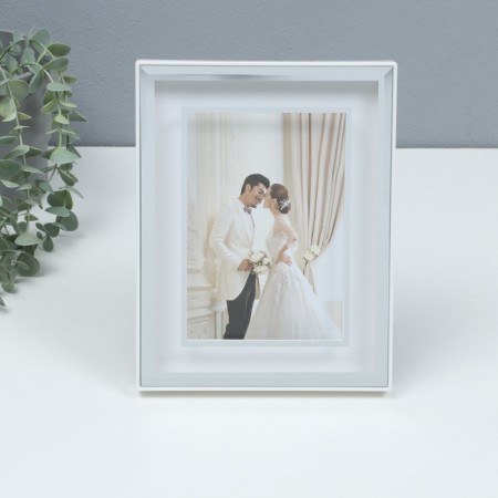 Photo frame plastic in 1 photo13x18 cm "Laconic style" silver paper embossing 18x2x23 cm