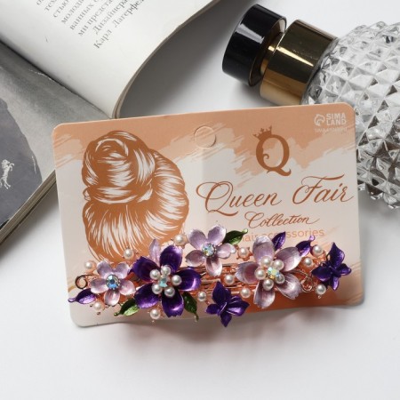 Hair clip "Waltz of Flowers" beads, 9 cm-2