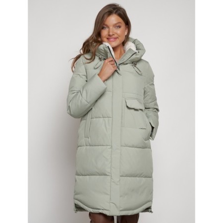 Coat insulated winter female, size 44, color light green-8