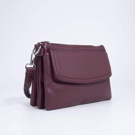 Cross-Bodi bag with zipper, burgundy color-2