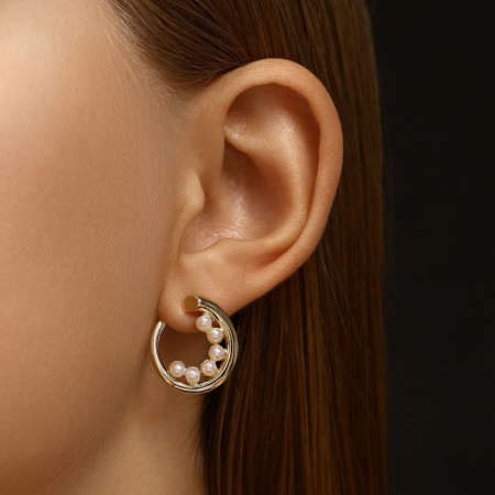 Earrings with pearls "bead" pea, color gold-3