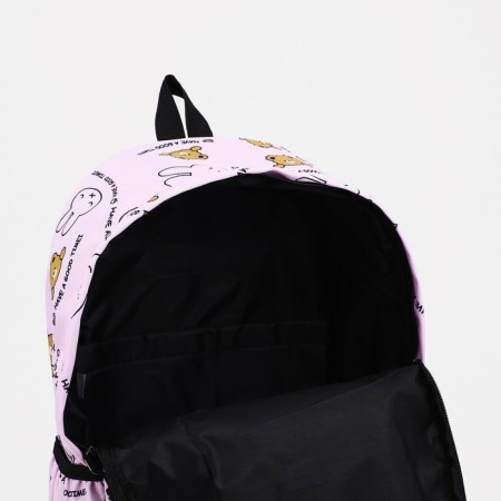 Youth backpack made of textiles, external pocket, pink color-3